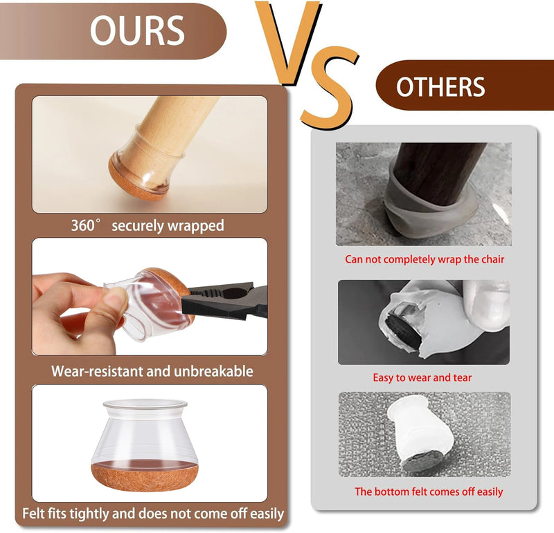 Protect your beautiful hardwood floors with Danoz HomeSmart - 24 Pcs Chair Leg Floor Protectors. Made with high-quality silicone