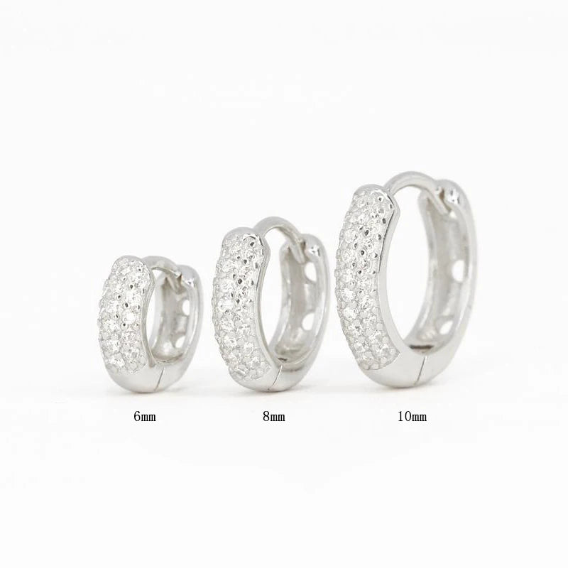 Danoz JewelrySmart, ROXI Half Side Zircon Crystals Hoop Earrings for Women Girls 925 Sterling Silver Jewelry Huggie Earrings Pendientes Plata 925