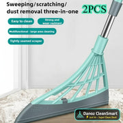 Multifunctional cleaning tool with text highlighting its features on a white background