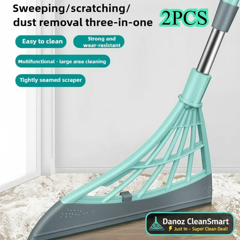 Multifunctional cleaning tool with text highlighting its features on a white background