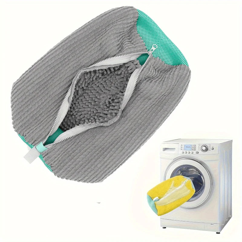 👟 Danoz CleanSmart | Durable Mesh Shoe Wash Bag | Plush Inner Lining | Auto-Lock Zipper | Washer & Dryer Safe | Travel Organiser | Blue, Grey & Yellow | 2 or 4 Pack ✨
