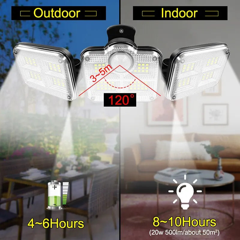 Danoz Led Lights🔆 20w Solar Light 122/333led IP65 Waterproof Outdoor Indoor Solar Garden Lamp With Adjustable Head