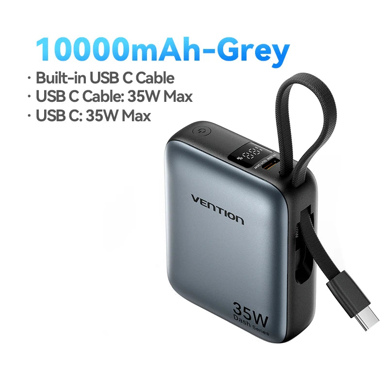 Danoz PowerSmart - Vention CCC 10000mAh 35W Power Bank Fast Charge Portable Mini 3C PowerBank for iPhone 17 Xiaomi External Spare Battery Charger