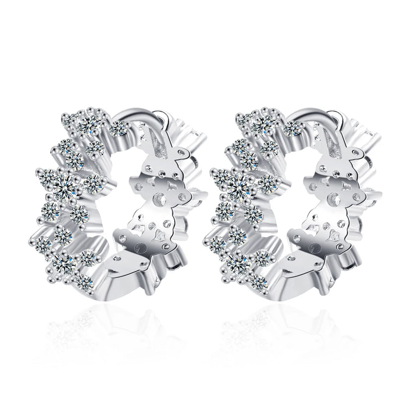 Danoz JewelrySmart - Clear Zirconia Flower 925 Sterling Silver Small Round Loop Huggies Hoop Earrings For Kids Baby Girls Children.