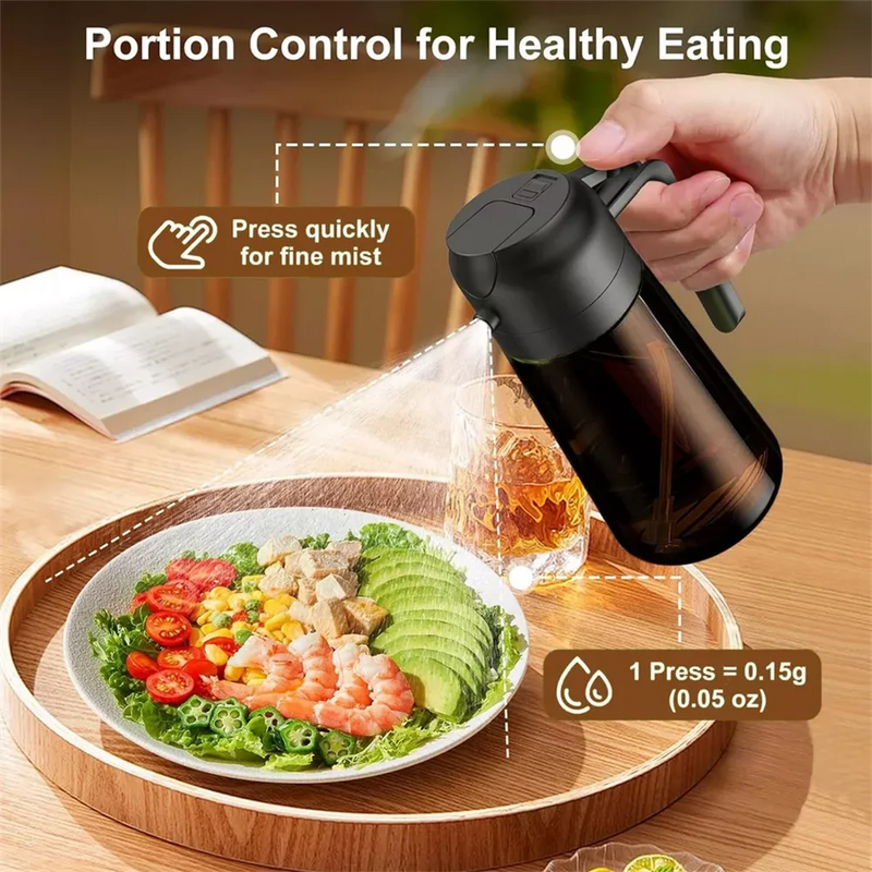 Danoz Cooking - 2-in-1 Glass Oil Dispenser & Sprayer - 16oz/470ml Leakproof Olive Oil Sprayer Bottle for Cooking, Air Fryer, BBQ, Baking, Salad - Buy 1 Get 1 Free!