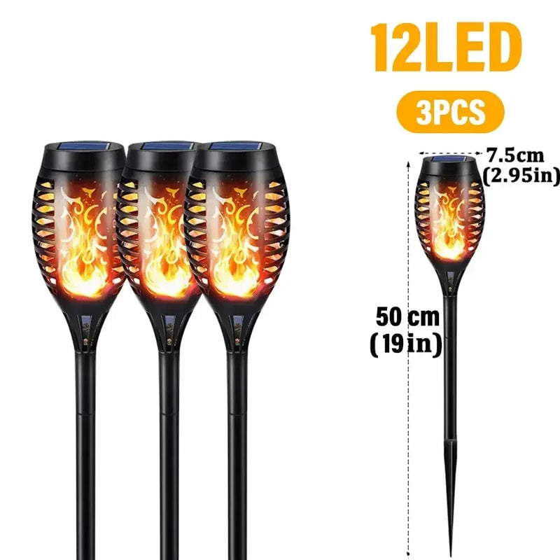 🔥 Danoz LightSmart | Solar Flickering Flame Torch Garden Light | 12 / 33 / 96 LED | IP65 Waterproof | Auto Dusk-to-Dawn | 2-4 Pack