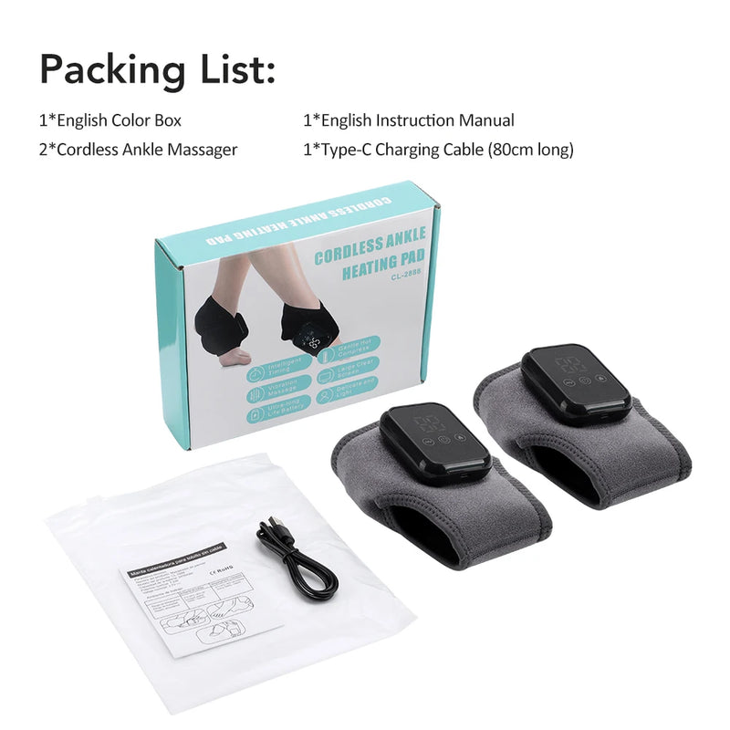 Danoz Health - Electric Ankle Brace with Adjustable Hot Compress Vibration Massage Ankle Guard Band Carpal Tunnel Foot Protection Support Tool - Buy 1 Get 1 Free!