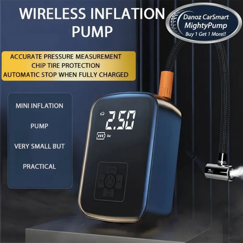Danoz CarSmart - MightyPump Buy 1 Get 1 Free - super deal! Wireless Car Air Pump Electric Tire Inflator Pump for Cars Motorcycle Bicycle Boat sports balls!