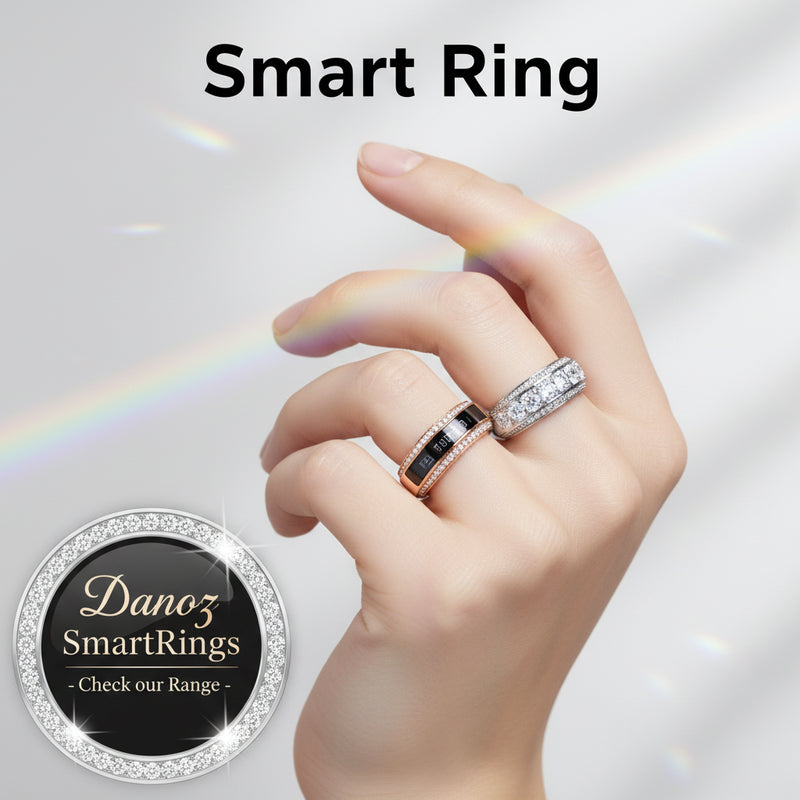 Danoz SmartRings - Diamond Smart Ring Heart Rate Monitor Waterproof Bluetooth Sleep Tracking Fitness Ring