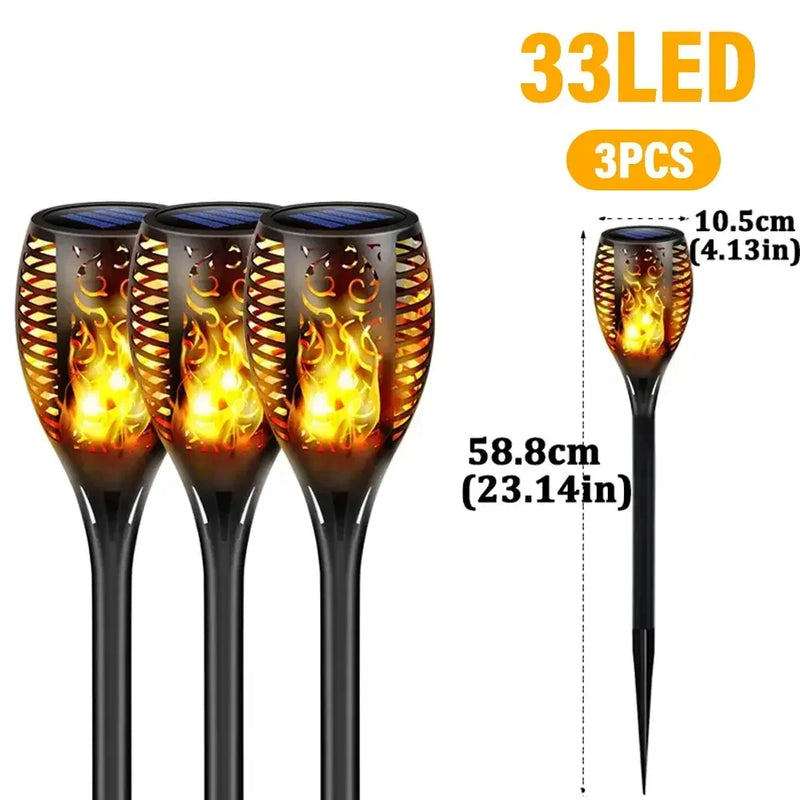 🔥 Danoz LightSmart | Solar Flickering Flame Torch Garden Light | 12 / 33 / 96 LED | IP65 Waterproof | Auto Dusk-to-Dawn | 2-4 Pack