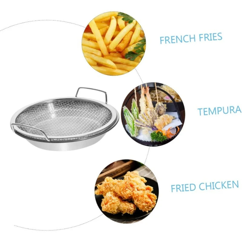 🍳 Danoz CookSmart | Heavy Duty Stainless Steel Frying Rack & Tray | Foldable | Oil Draining Mesh Basket | Dishwasher Safe | FCM Certified ✨