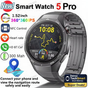 Smart Watch 5 Pro with features listed on a white background