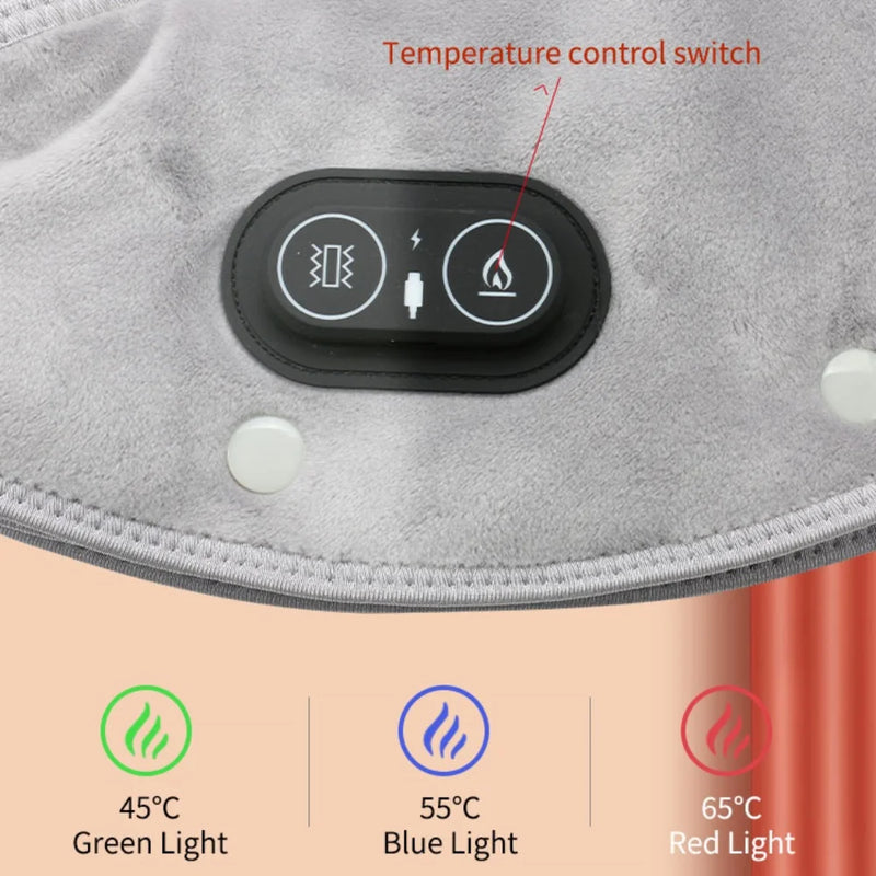 🦴 Danoz MassageSmart | Electric Heating Neck & Shoulder Pad | 3 Heat Settings | Auto-Off Timer | USB Powered | Soft Plush | Grey