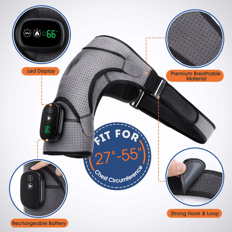 Danoz Health 🧑‍⚕️ Electric Heating Shoulder Massager Vibration Massage Shoulder Brace Support Belt Arthritis Pain Relief Physiotherapy Belt