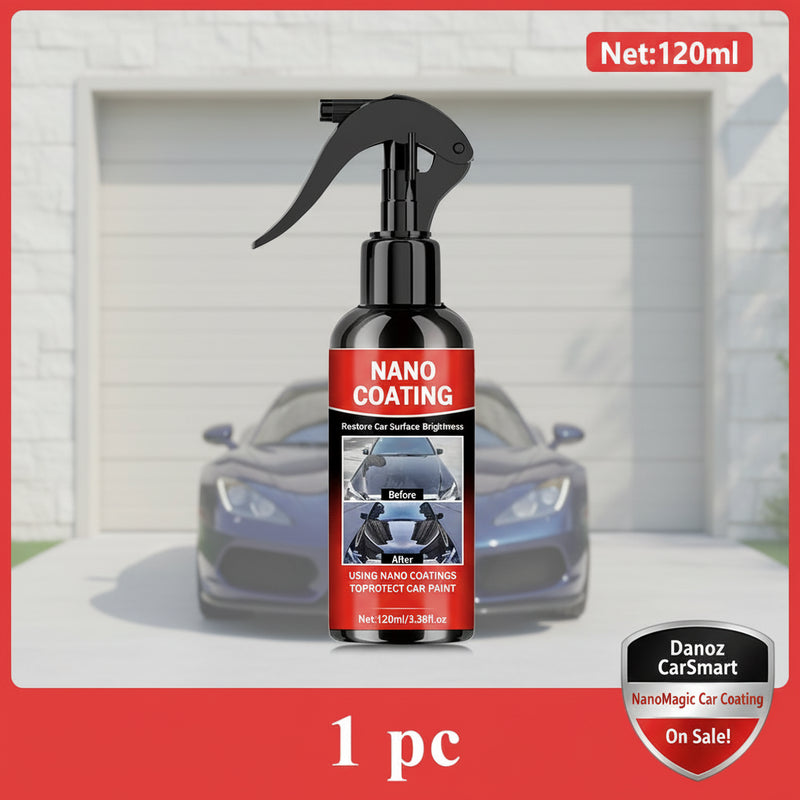 Spray bottle with nano coating label on a white background