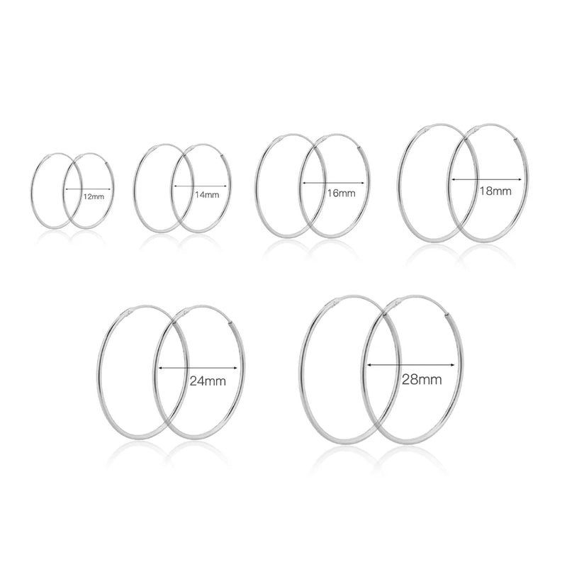 Danoz JewelrySmart - ANDYWEN 925 Sterling Silver Gold Slim Hoops 14mm 24mm 28mm Thin Circle Wedding Rock Punk Wedding Fashion Jewelry Tiny Gift
