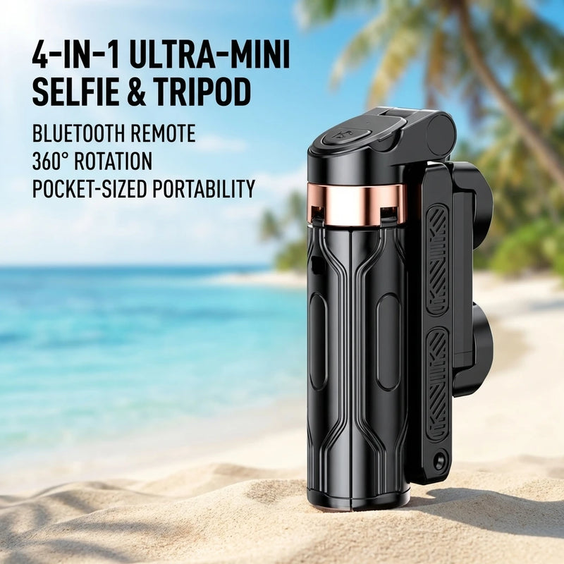 Danoz PhoneSmart 📸 | JC-25 Mini Bluetooth Selfie Stick & Tripod | Foldable | Remote Shutter | Live Streaming | Phone Holder | Black | Free Postage!