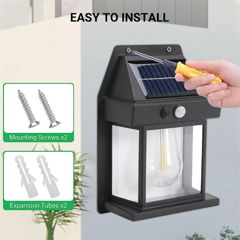 Danoz Direct - Solar Wall Lights Outdoor Tungsten Waterproof Wireless Motion Sensor Security Lamps Dusk to Dawn Lighting for Garden 1~8PCS