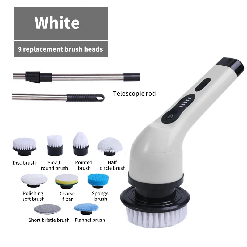 Make cleaning a breeze with Danoz 9-in-1 Wireless Electric Cleaning Brush! USB-rechargeable tool spins through grime in your kitchen, bathroom, and beyond