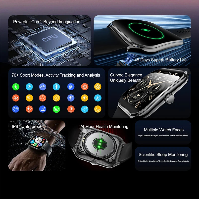 Danoz Smart - New Ultra Thin Smart Watch men 1.96" AMOLED 360*360 HD Pixel Display Always Show Time Call Reminder Smartwatch Ladies For huawei