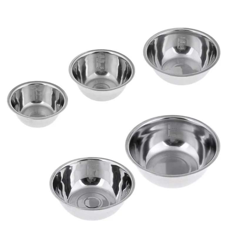 Danoz Kitchen - 5pcs/Set Stainless Steel Mixing Bowls Non Slip Nesting Whisking Bowls Set Mixing Bowls For Salad Cooking Baking
