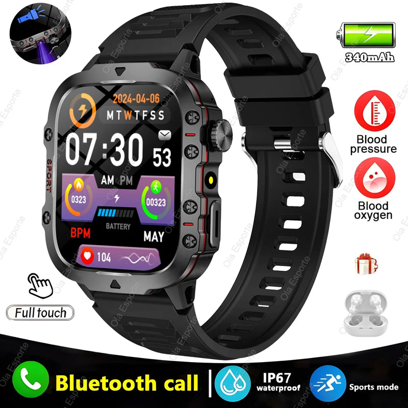 Danoz TechSmart - Men Smartwatch Flashlight Bluetooth Call Fitness Clock IP68 Waterproof Sports Men for Android IOS Smart Watch 2025 New
