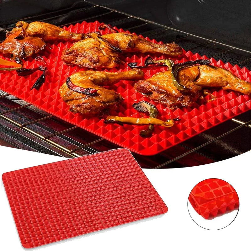 🍳 Danoz CookSmart | Non-Stick Silicone Pyramid Baking Mat | BPA Free | Heat Resistant | Oven, BBQ & Microwave Safe | Multifunctional | Buy 1 Get 1! | Red & Black ✨