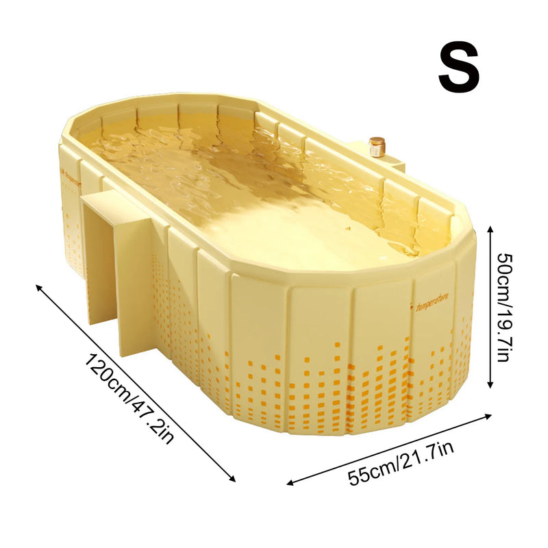 🛁 Danoz BathroomSmart | Portable Foldable Bathtub | Ice Bath & Hot SPA | Collapsible Adult Bath Tub | Yellow & Blue | S & M Sizes