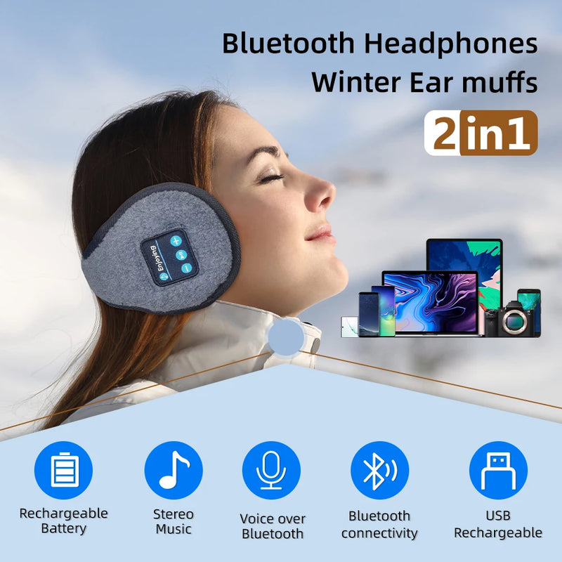 Experience the ultimate comfort with Danoz Direct's Wireless Headband Headphones Muffs - Stay warm and groove to your favorite tunes