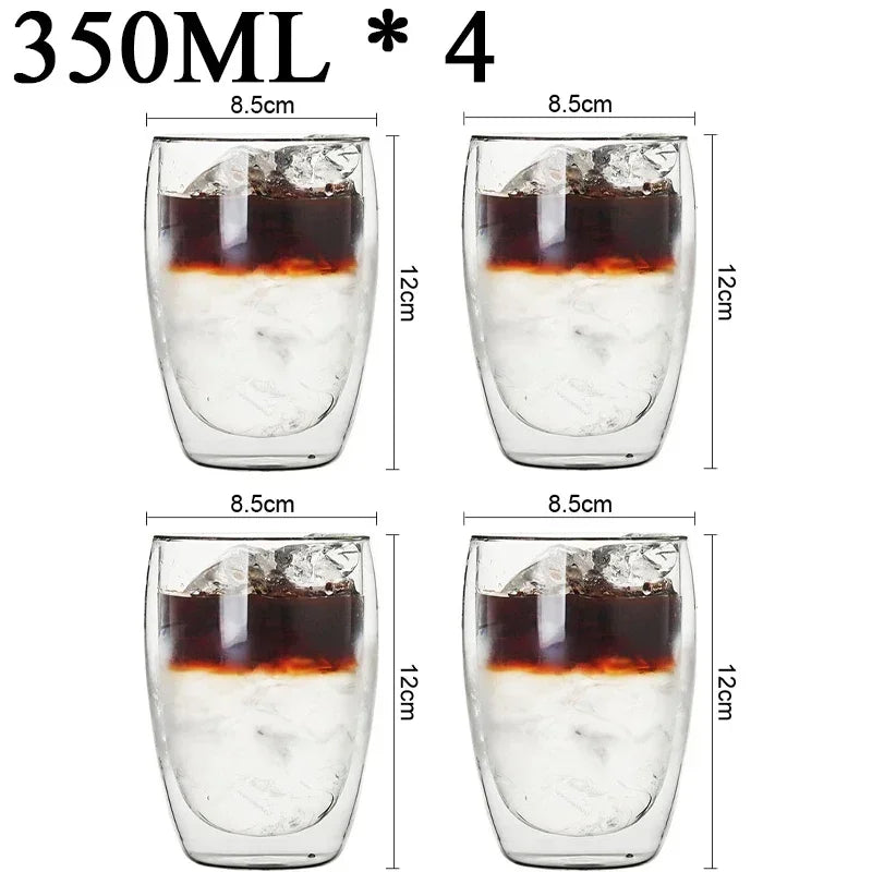 Danoz CoffeeSmart – Sip in Style! Double Wall High Borosilicate Glass Mugs – Heat Resistant, Eco-Friendly & Perfect for Coffee, Tea, Juice & More – Sets of 4 to 18! ☕🥂✨