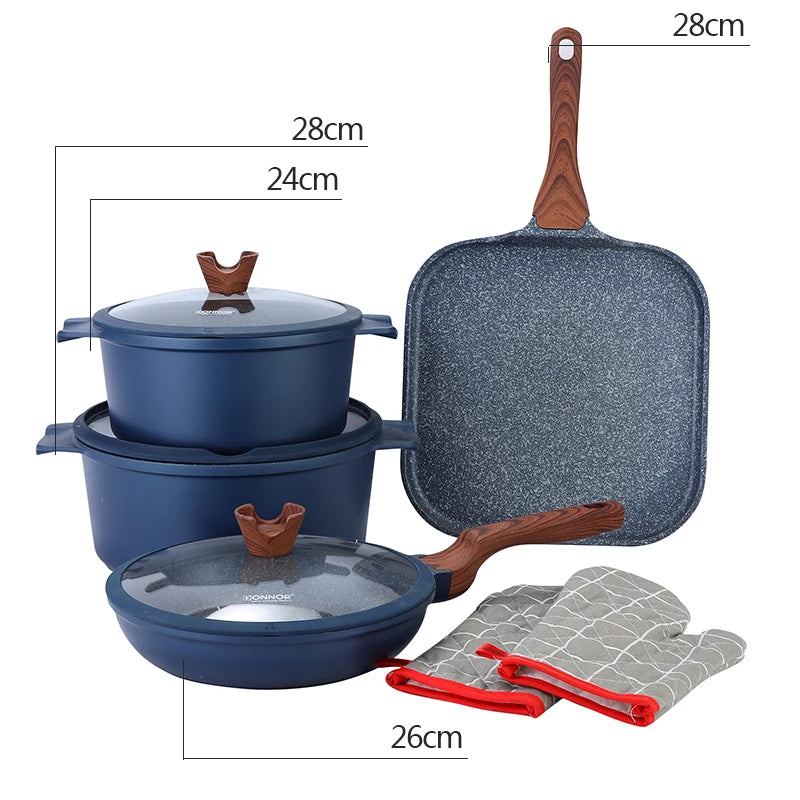 🍳 Danoz CookSmart | DONNOR 21-Piece Ceramic Nonstick Cookware Set | Pots & Pans | Utensils & Pan Protectors | Granite Finish | Eco-Friendly | Multiple Colours ✨