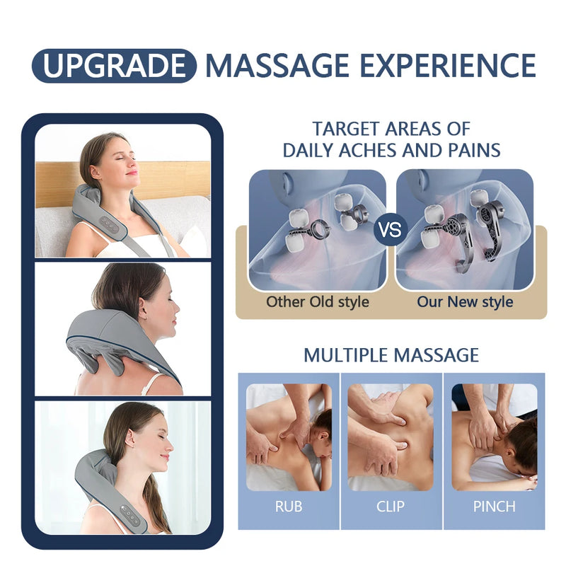 Danoz MassageSmart ShiatsuDo Neck & Shoulder Massager 💪 | 6-Claw 3D Kneading, Heat Therapy, USB Rechargeable — Trapezius & Full Body