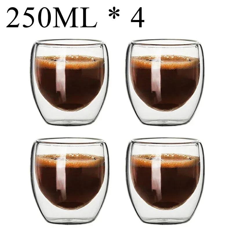 Danoz CoffeeSmart – Sip in Style! Double Wall High Borosilicate Glass Mugs – Heat Resistant, Eco-Friendly & Perfect for Coffee, Tea, Juice & More – Sets of 4 to 18! ☕🥂✨
