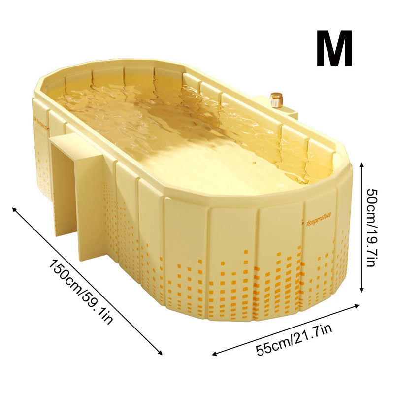 🛁 Danoz BathroomSmart | Portable Foldable Bathtub | Ice Bath & Hot SPA | Collapsible Adult Bath Tub | Yellow & Blue | S & M Sizes
