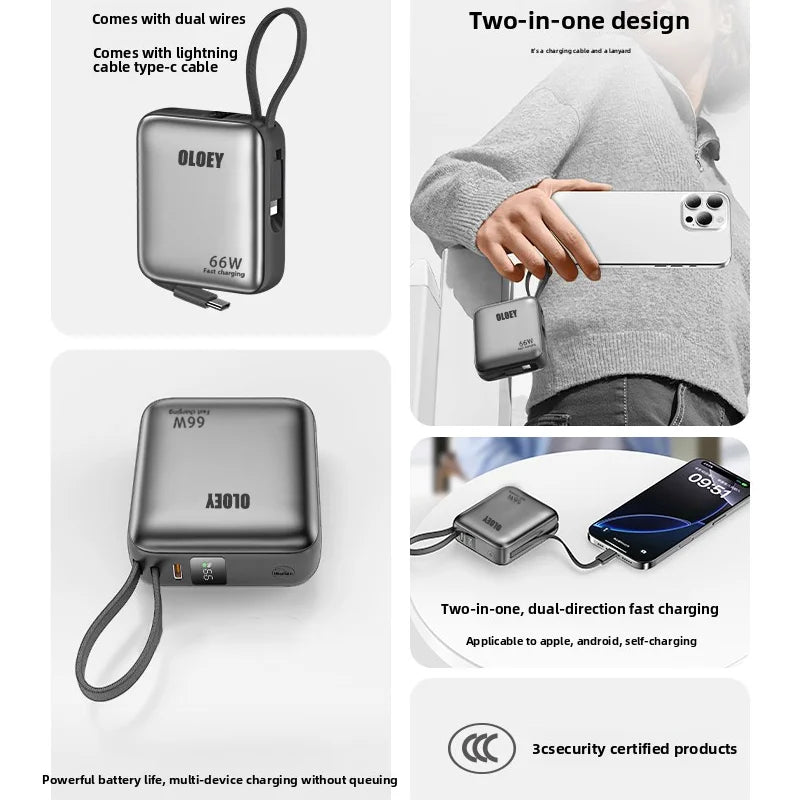 ⚡ Danoz PowerSmart | OLOEY 65W Power Bank | Built-In Cables | LCD Display | 3-Device Charging | 6 Safety Protections | Airline Approved | 10K–100K mAh