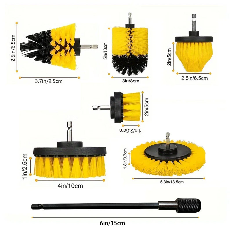 Danoz CleanSmart Electric Drill Cleaning Brush Set 🧹 | High-Density Nylon Bristles | Carpet, Glass, Tyres, Bathroom & More | 3-Piece or 7-Piece Kit | Drill Attachment!