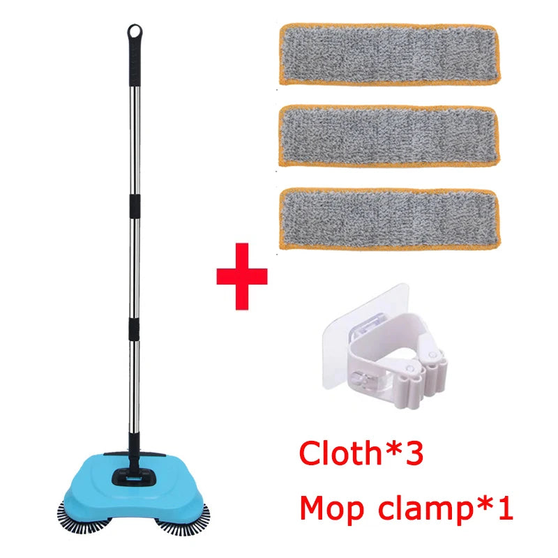 Danoz Cleaning - Hand Push Sweeper Stainless Steel Push Sweeping Mop Drop Pusher Chick Handle Household Cleaning Tools Floor