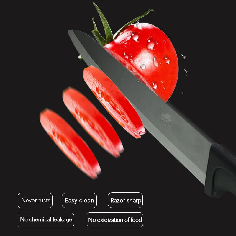 🔪 Danoz KnifeSmart | Akatsuki Ceramic Knife Set | 3 4 5 6 Inch | Zirconia Black Blade | Knife Block Stand | Chef Paring Slicing Utility | 4 Colours