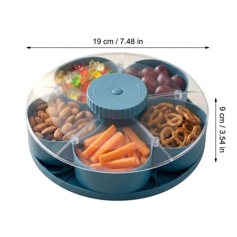 Danoz ServeSmart – Spin, Serve & Impress! Rotating 360° Divided Vegetable & Fruit Serving Tray – Perfect for Parties, Gatherings & Everyday Kitchen Fun 🍎🥗✨