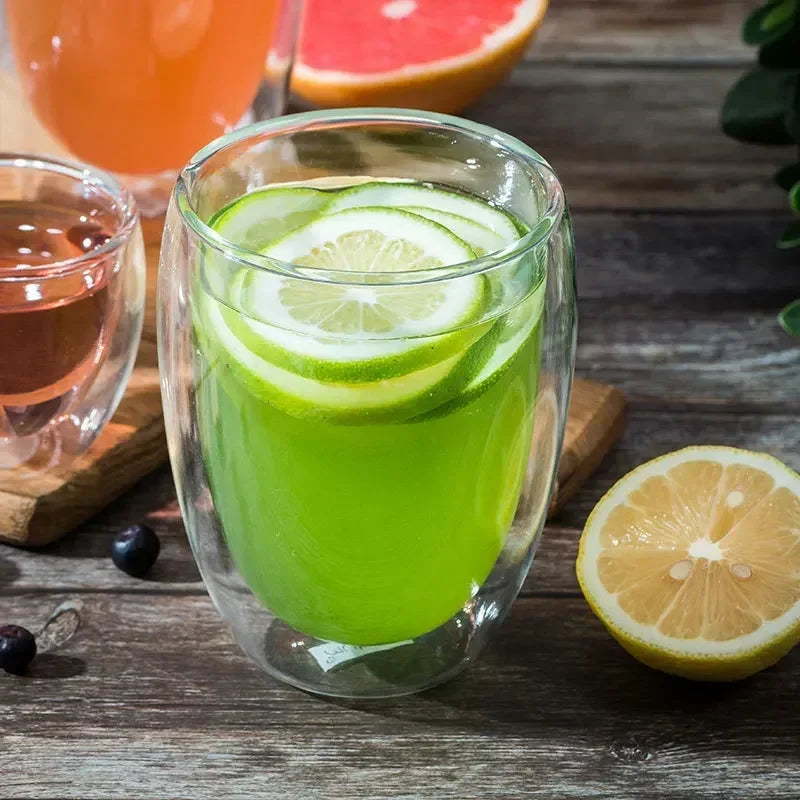 Danoz CoffeeSmart – Sip in Style! Double Wall High Borosilicate Glass Mugs – Heat Resistant, Eco-Friendly & Perfect for Coffee, Tea, Juice & More – Sets of 4 to 18! ☕🥂✨