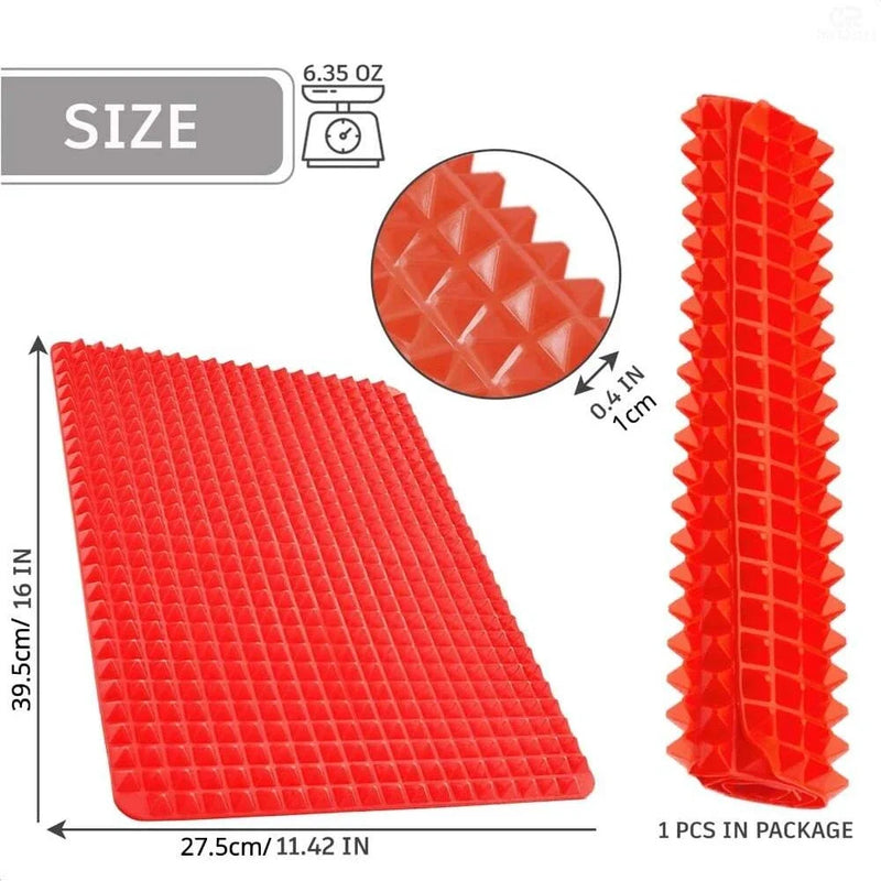 🍳 Danoz CookSmart | Non-Stick Silicone Pyramid Baking Mat | BPA Free | Heat Resistant | Oven, BBQ & Microwave Safe | Multifunctional | Buy 1 Get 1! | Red & Black ✨