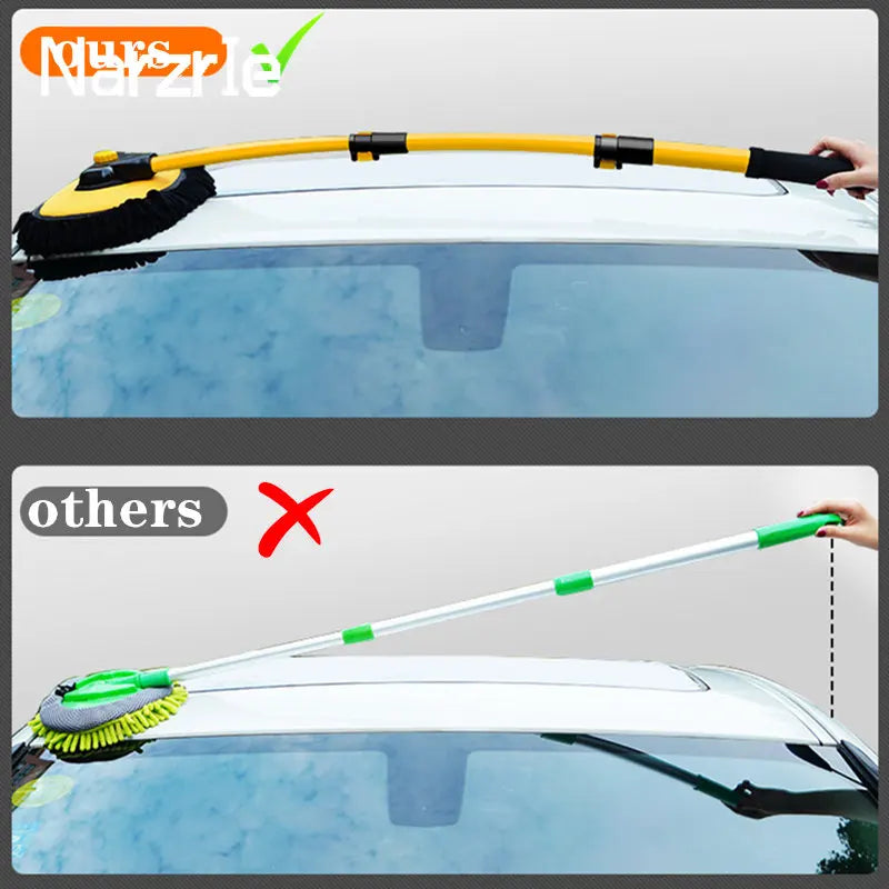 Efficiently clean your car with Danoz Direct's telescoping car wash mop. With a long handle and a retractable bent bar