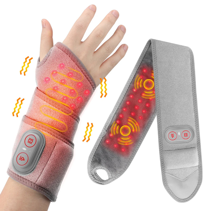 Danoz MassageSmart - USB Rechargeable, Infrared Heating Wrap Wrist Massager Pad Wristband Bandage with 660 & 850nm Light 3 Levels Vibration Joint Relax
