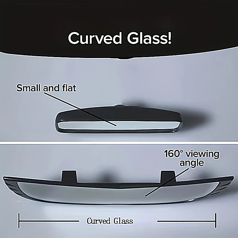 Danoz Universal Fit AngelView Curved Rearview Blind Spot Mirror, 160° Wide Angle, Enhanced Field of View, Front Position, Oval Shaped Interior