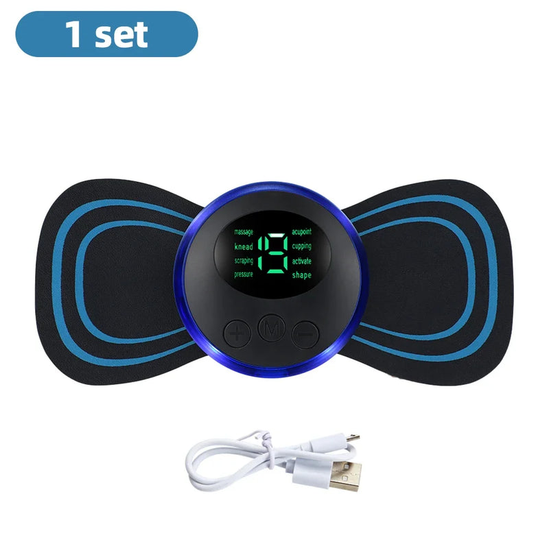 Danoz MassageSmart - USB Rechargeable Electric Neck Massager EMS Muscle Massage Stimulator Low Frequency Back Cervical Calf Patches Pain Joints Mini Device