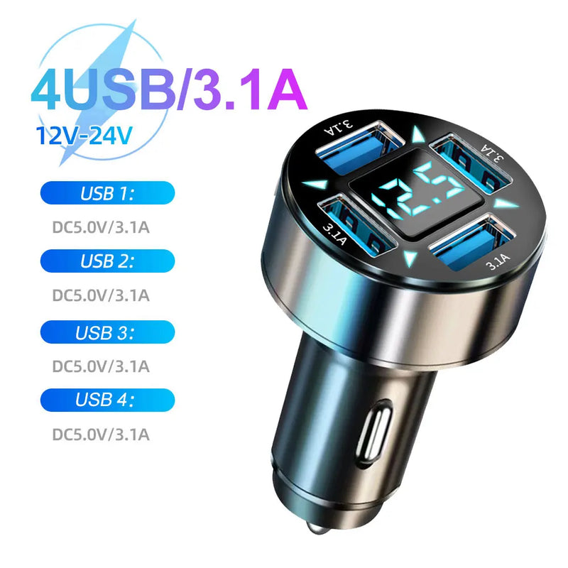 Danoz Smart - 66-250W PD Car Charger QC3.0 Fast Charge One to Six Car Cigarette Lighter Plug Car Charger Flash Charge with Digital Display - Buy 1 Get 1 Free