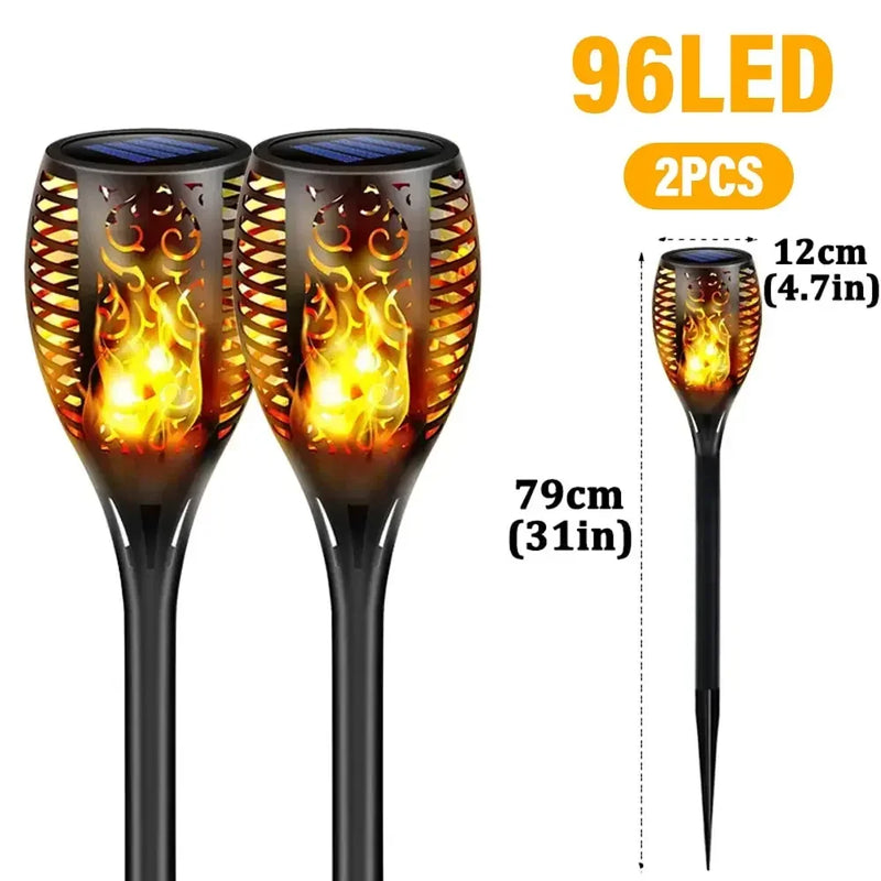 🔥 Danoz LightSmart | Solar Flickering Flame Torch Garden Light | 12 / 33 / 96 LED | IP65 Waterproof | Auto Dusk-to-Dawn | 2-4 Pack