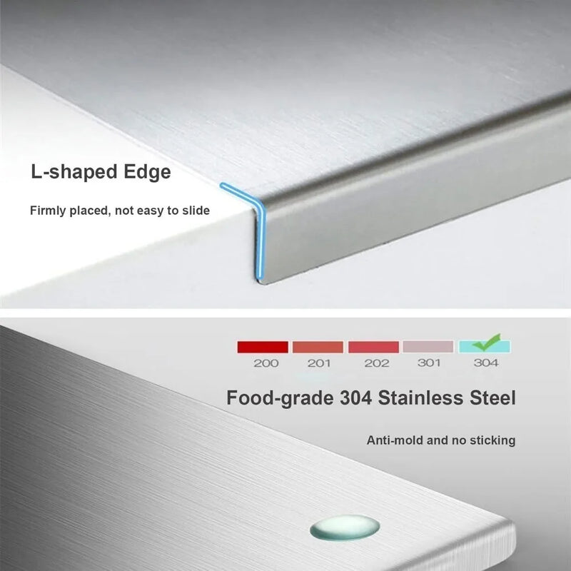 🔪 Danoz KitchenSmart | 304 Food Grade Stainless Steel Chopping Board | Non-Slip Edge | Large 40x50cm | Cutting Board for Vegetables, Pastries & More ✨