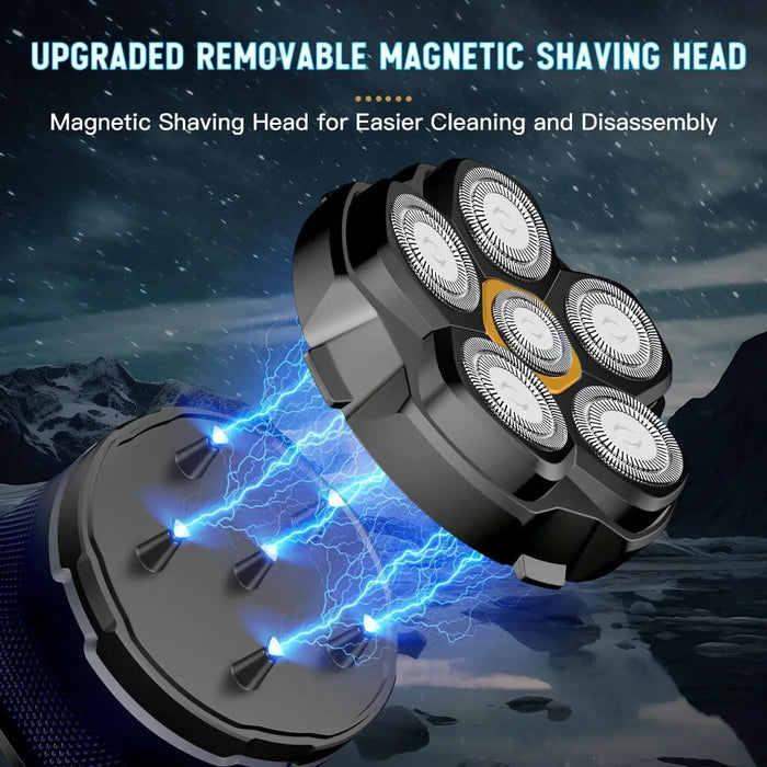 Danoz Direct - Titanium Electric Shaver-MEN'S Rechargeable Head and Face Shaver, Cordless Shaver, Anti Allergic Wet/dry Shaving