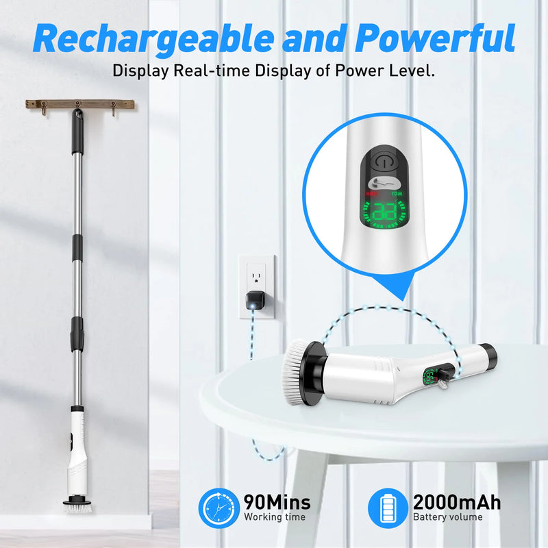 🧽 Danoz CleanSmart | TINSOL 9-in-1 Multi-Function Electric Cleaning Brush | Cordless Rotary | Handheld Retractable | Digital Cleaner | Free Shipping!